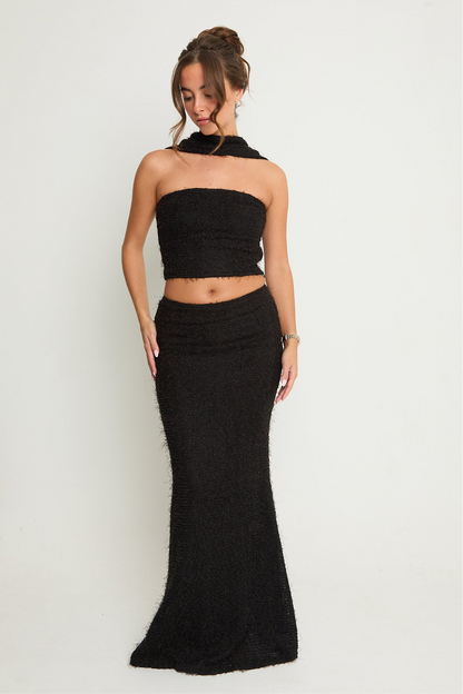 Claudia Fluffy Maxi Skirt | Black