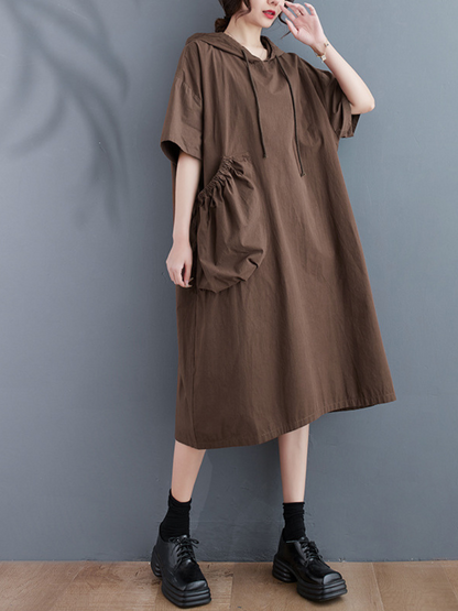 Just My Type Women's Cotton Midi Length Hoodie Dress