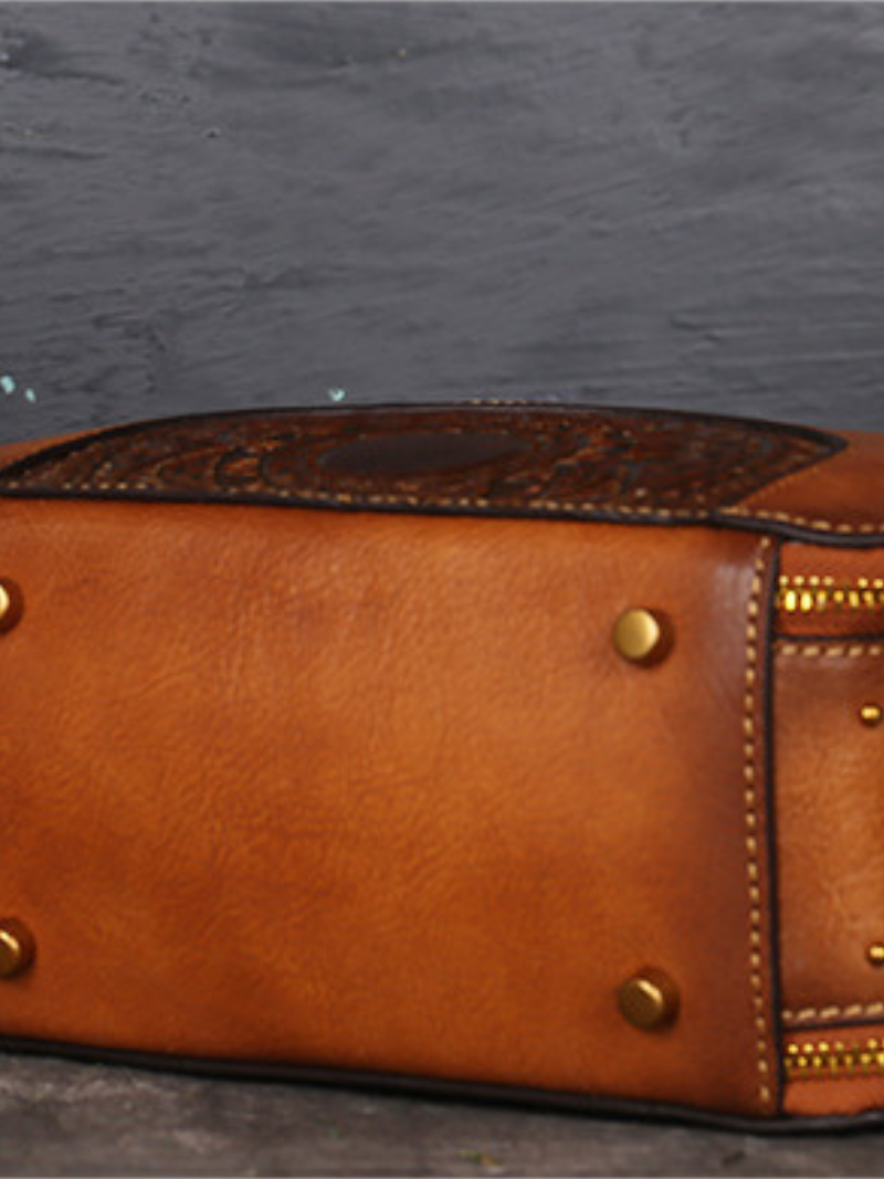 Elegant Ethnic Leather Round Bag | Eva Trends