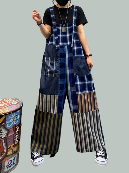 Women's Striped Overalls - Functional Pocket Design | Eva Trends