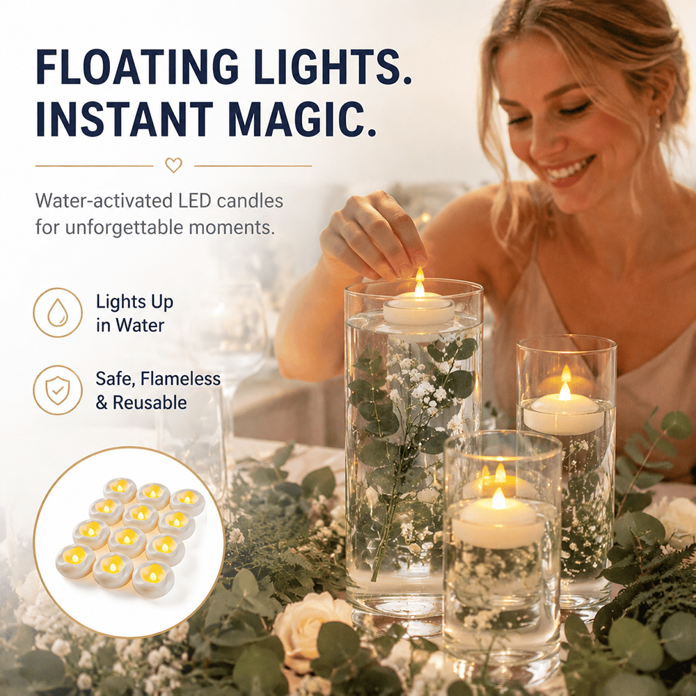 üïØÔ∏èWater-Activated Flameless Floating LED Candles ‚Äì Romantic Waterproof Glow for Any Occasion