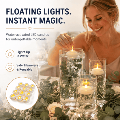 üïØÔ∏èWater-Activated Flameless Floating LED Candles ‚Äì Romantic Waterproof Glow for Any Occasion