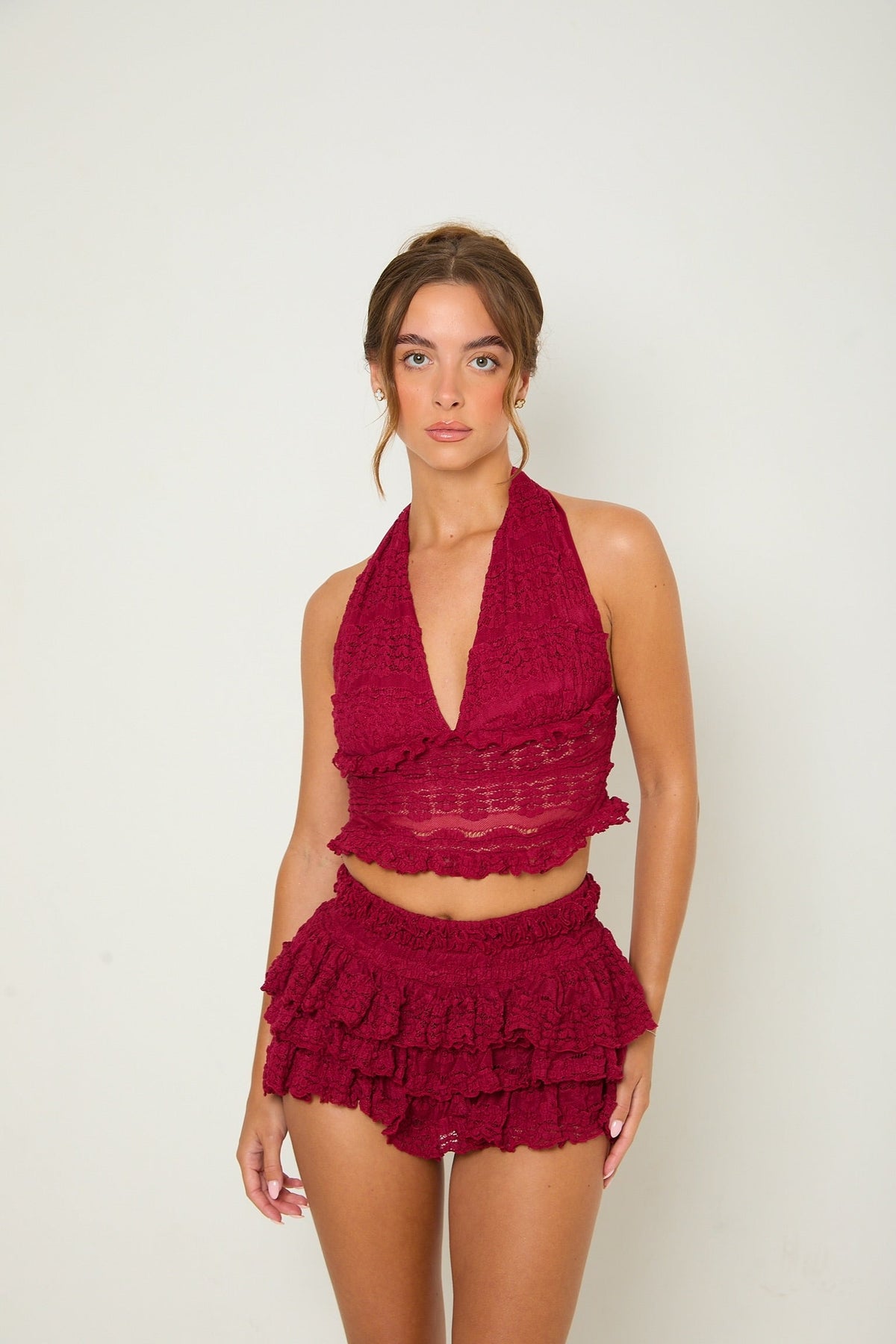Tilly Lace Ruffle Shorts | Grape