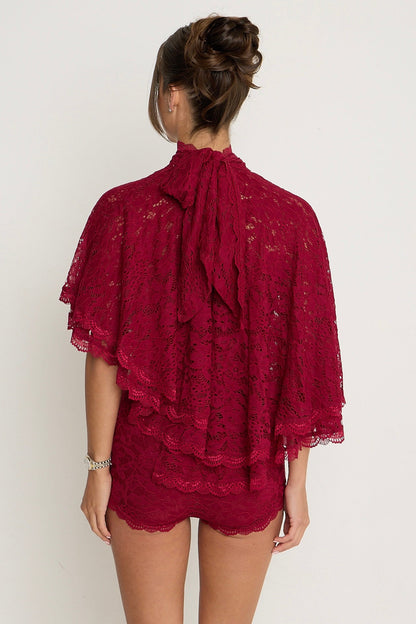 Carmen Lace Shorts | Burgundy