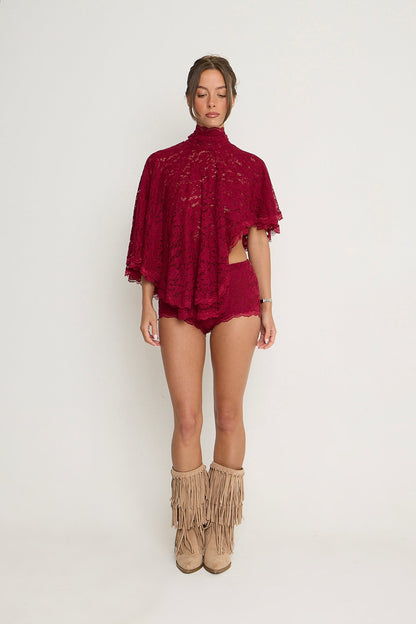 Carmen Lace Shorts | Burgundy