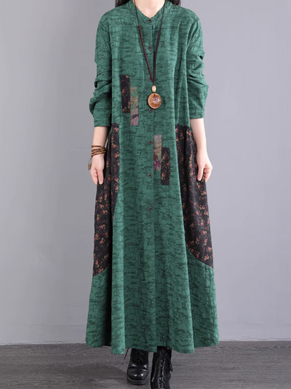 Women's Elegant Everyday Wear Cotton Crew Neck A-Line Dress
