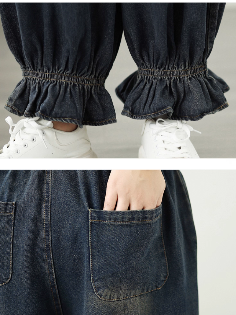 Women’s Classic Summer Denim Casual Loose Pleated Bottom