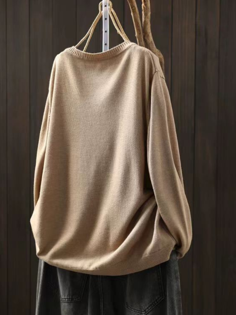 Trendy Women's Crew Neck Cotton Sweater | Eva Trends
