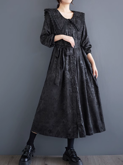 Women’s Lightweight Trench  Blackish Button Style A-Line Dress