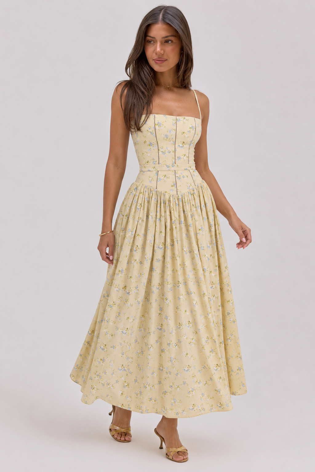 Chic Floral Print Cami Slip Maxi Dress