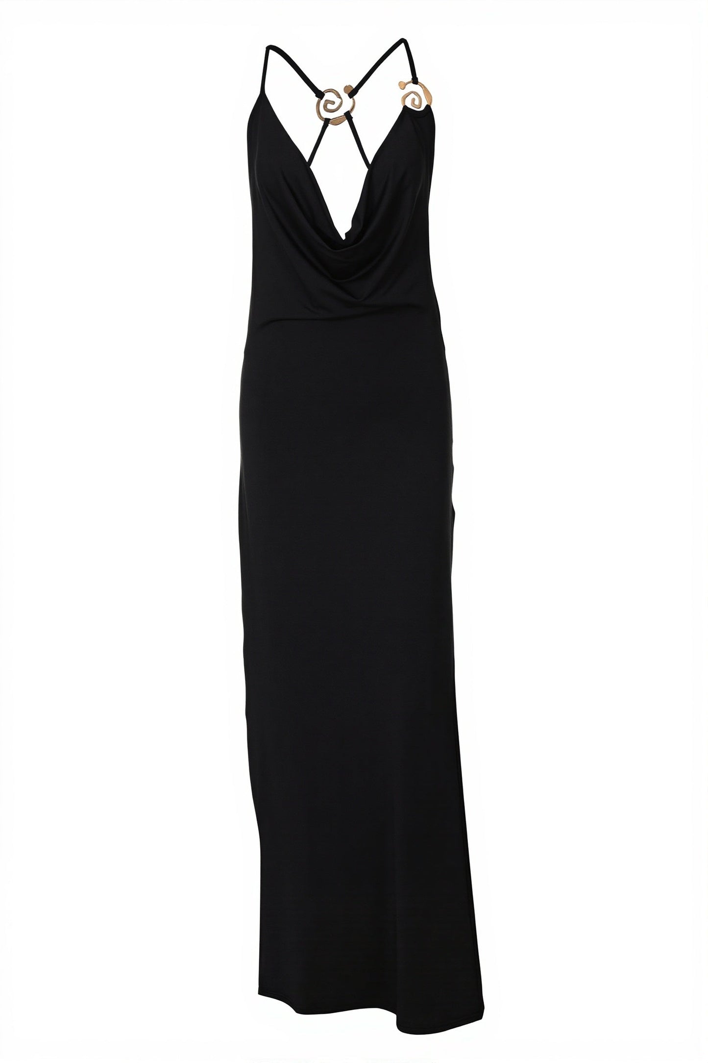 Chic Solid Deep V Cami Backless Slim Fit Maxi Dress