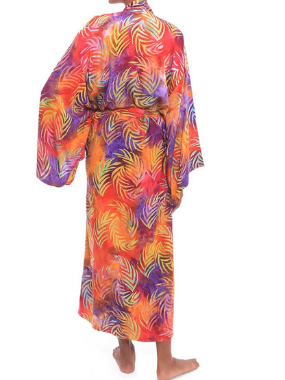 Printed Different Colors Rayon Long Length Gown Kimono Duster Robe