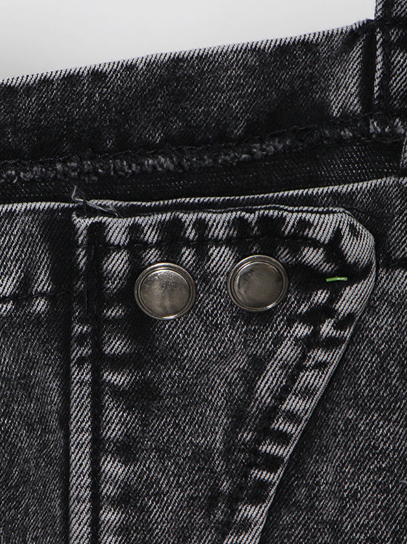 Women's Washed Grey Denim Utility Dungarees - Oversized Streetwear Overalls