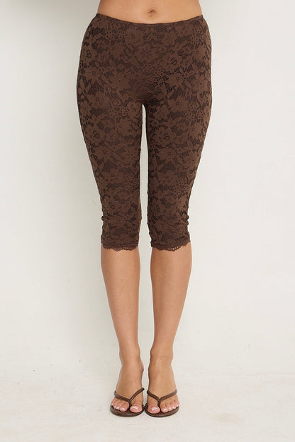 Sophia Lace Capris | Brown