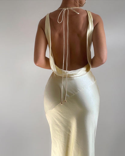 Cassandra Cowl Neck Maxi Dress - Butter