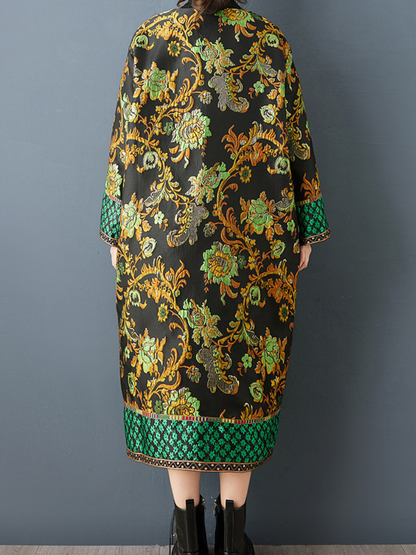 Baroque Jacquard Quilted Midi Dress in a Relaxed Cocoon Silhouette