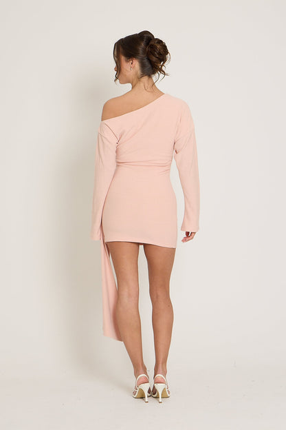 Hailey Asymmetric Drape Dress | Pink