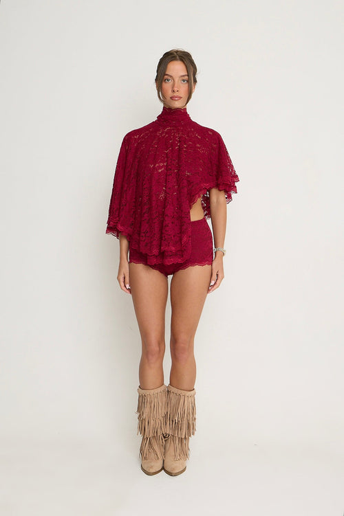 Carmen Lace Shorts | Burgundy