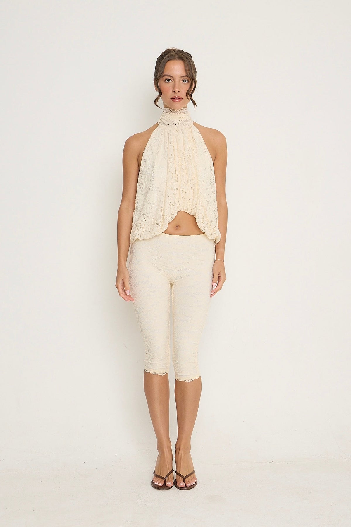 Sophia Lace Sleeveless Top | Cream