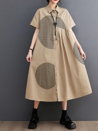 Close Your Eyes Women's Polo Collar A-line Dress