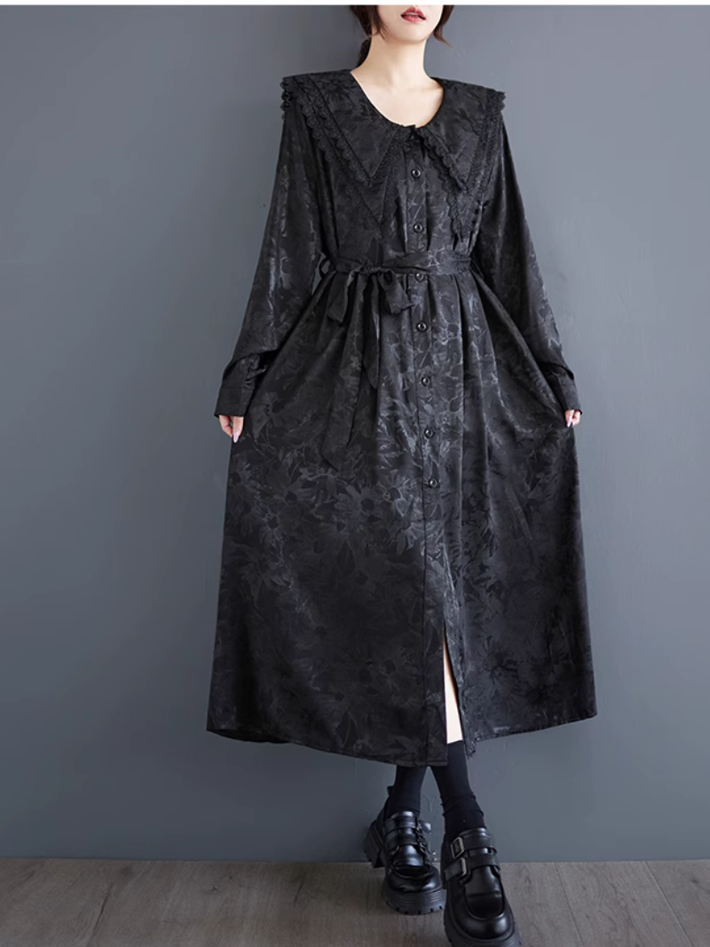 Women’s Lightweight Trench  Blackish Button Style A-Line Dress