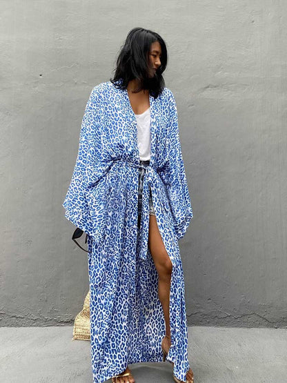 Printed Different Colors Rayon Long Length Gown Kimono Duster Robe