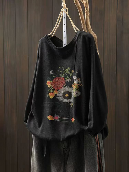 Trendy Women's Crew Neck Cotton Sweater | Eva Trends