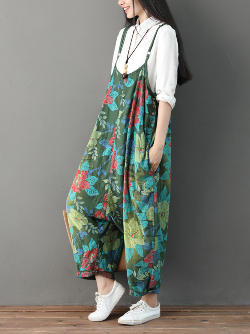 Everyday Wear Women's Casual Flowers Bibs Overalls