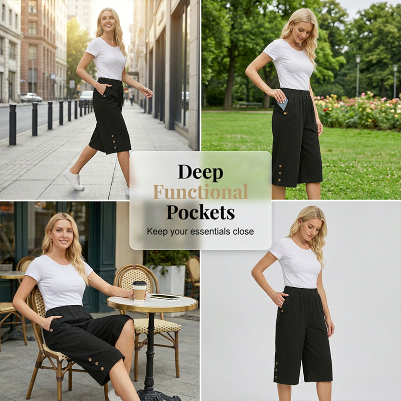 ‚ú® Women's Elastic Waist Capri Pants ‚Äì Comfort Fit, Casual, Easy Pull-On üåø