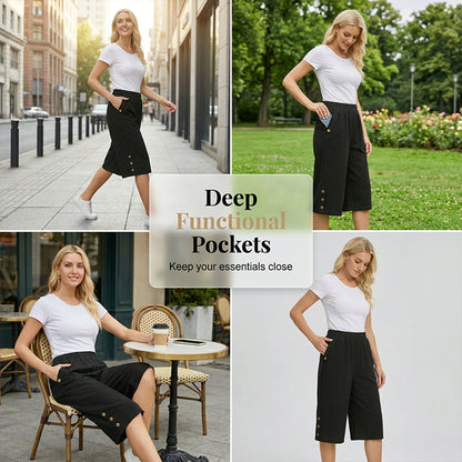 ‚ú® Women's Elastic Waist Capri Pants ‚Äì Comfort Fit, Casual, Easy Pull-On üåø