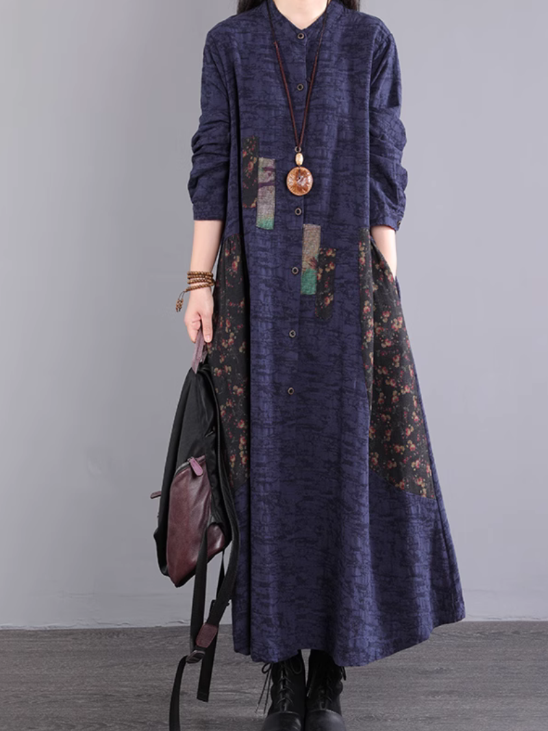 Women's Elegant Everyday Wear Cotton Crew Neck A-Line Dress