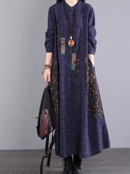 Women's Elegant Everyday Wear Cotton Crew Neck A-Line Dress