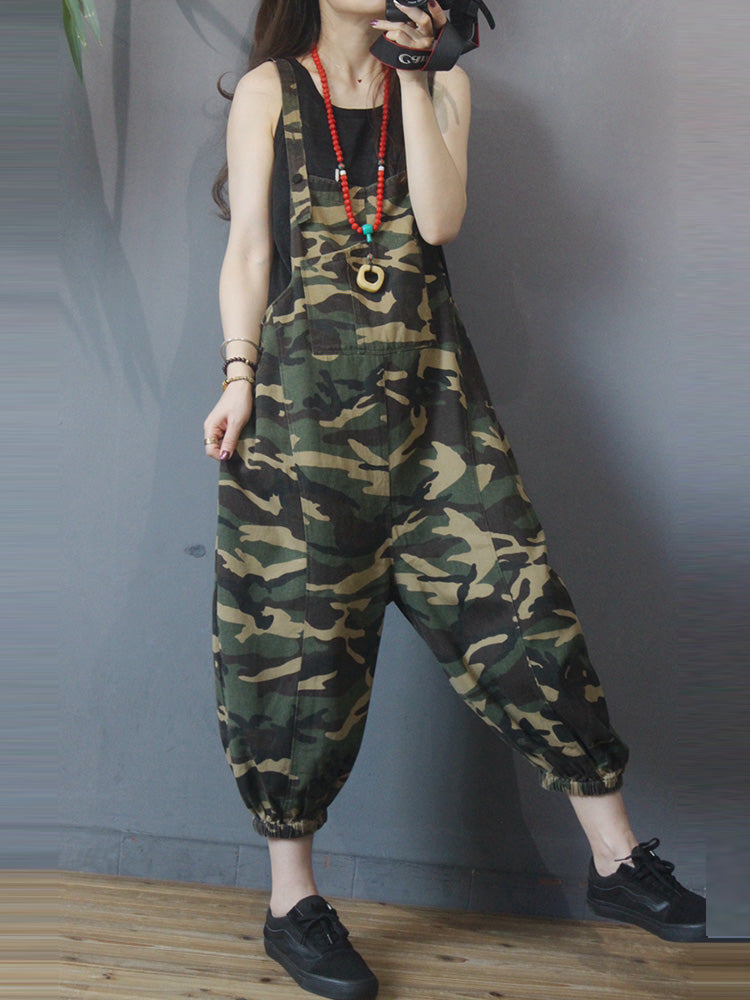 Camouflage Cotton Dungaree - Relaxed Harem Fit