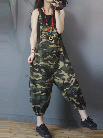 Camouflage Cotton Dungaree - Relaxed Harem Fit