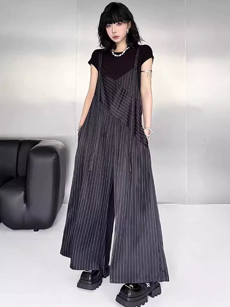 Elegant Striped Loose Overalls for Women | Eva Trends