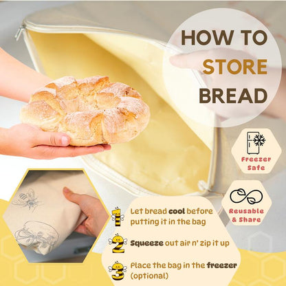 üçûWide Zipper Access Cotton & Beeswax Bread Bags for Sourdough‚ú®