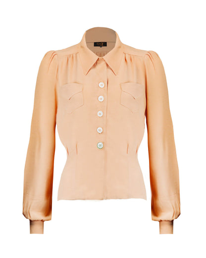 1940s Sweetheart Blouse - Apricot