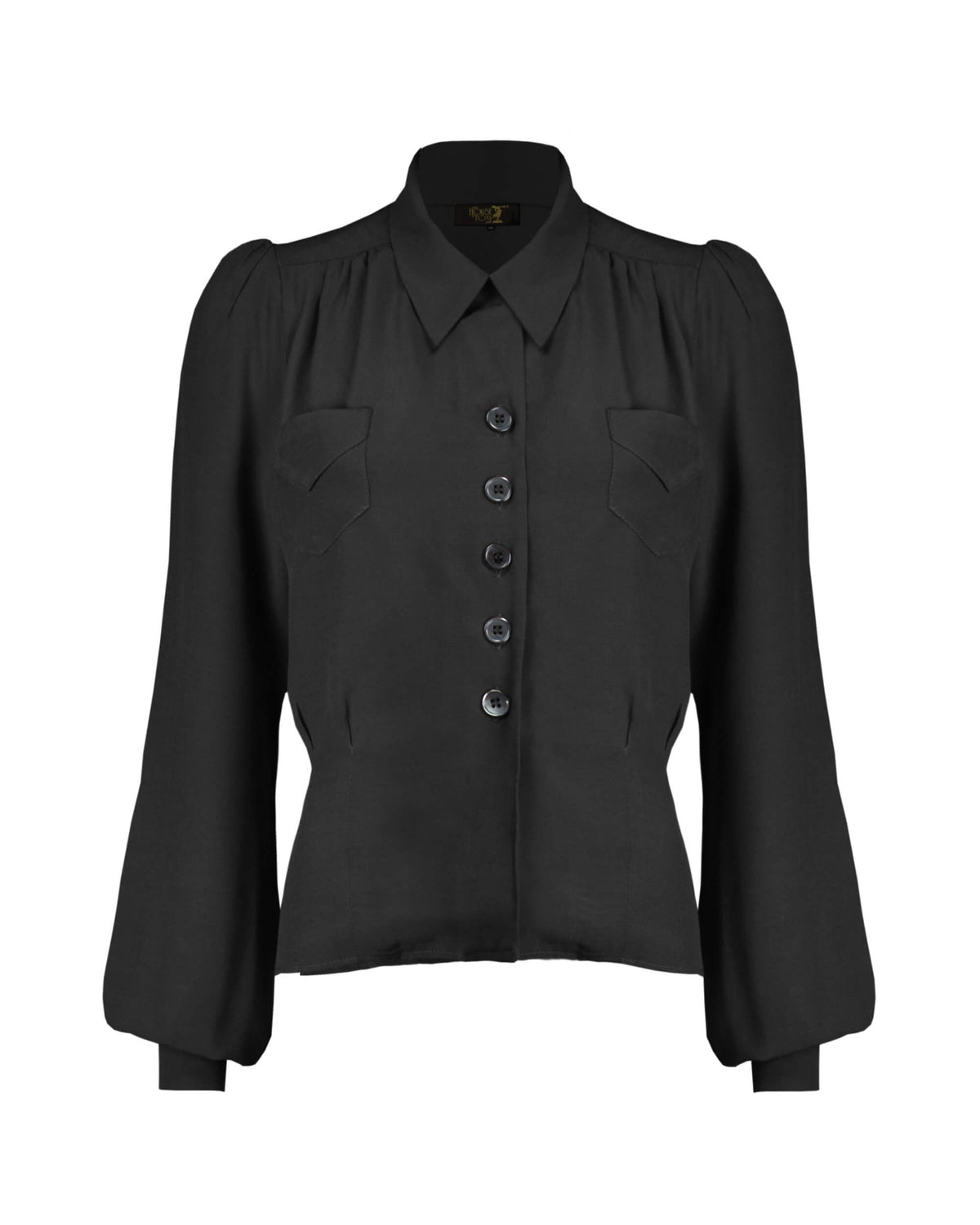 1940s Sweetheart Blouse - Black