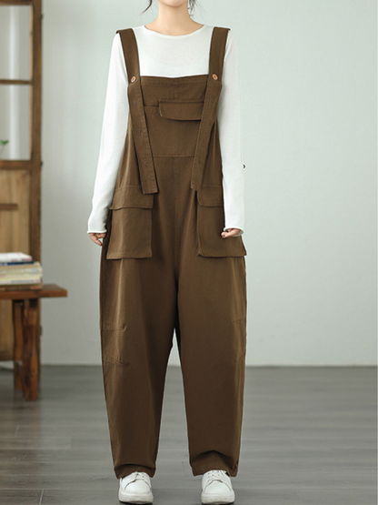 Versatile Women's Denim Overalls with Large Pockets | Eva Trends
