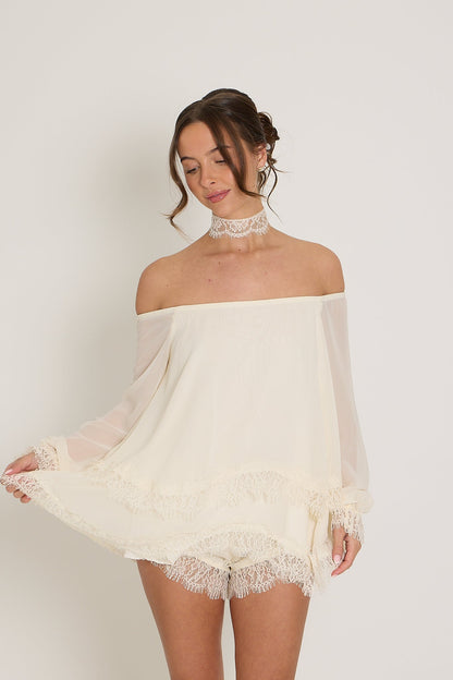 Bella Lace Top & Choker | Cream