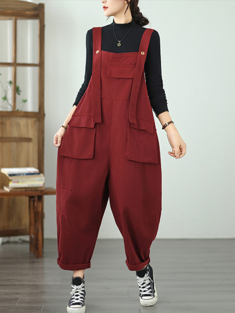 Versatile Women's Denim Overalls with Large Pockets | Eva Trends