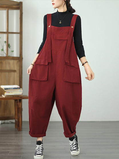 Versatile Women's Denim Overalls with Large Pockets | Eva Trends