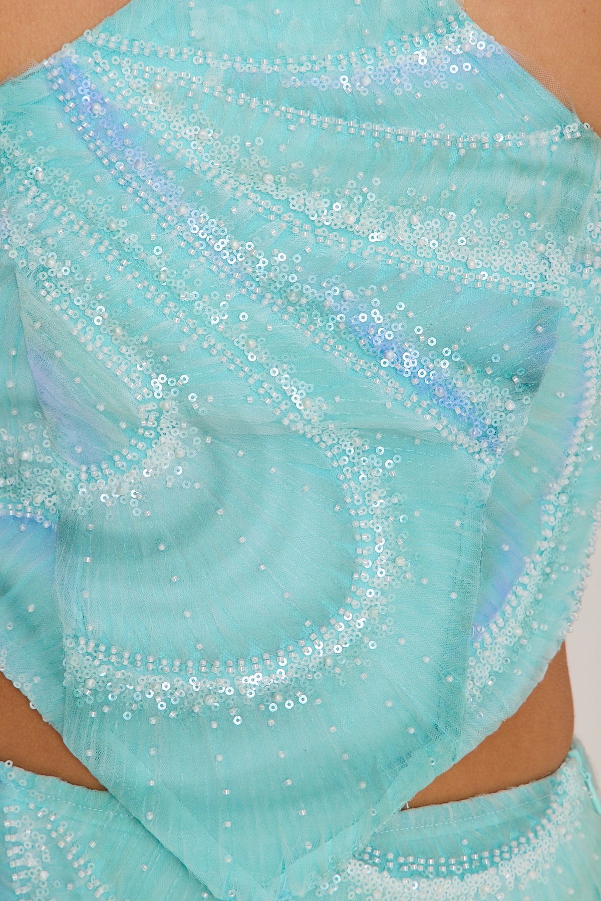 Polly Swirl Halterneck Top | Aqua