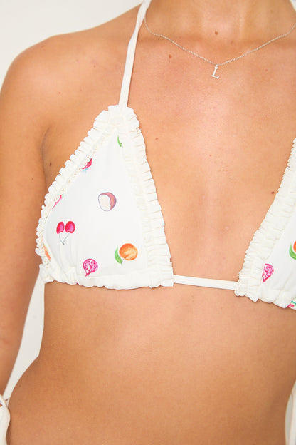 Belle Fruit Bikini Top | White