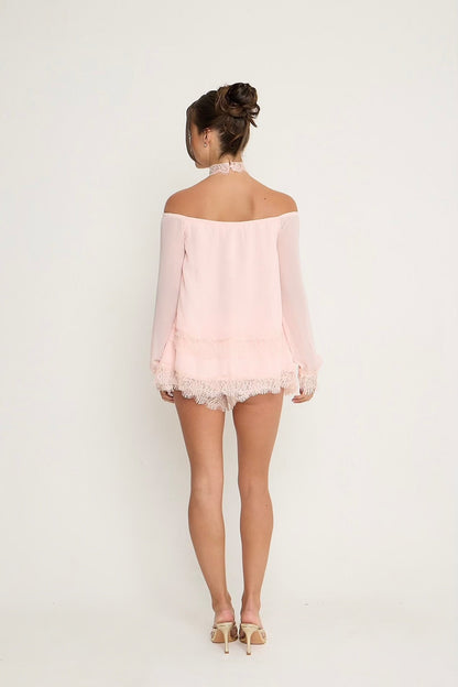 Bella Lace Top & Choker | Pink