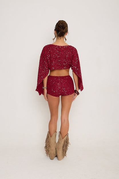 Sadie Boucle Shorts | Burgundy