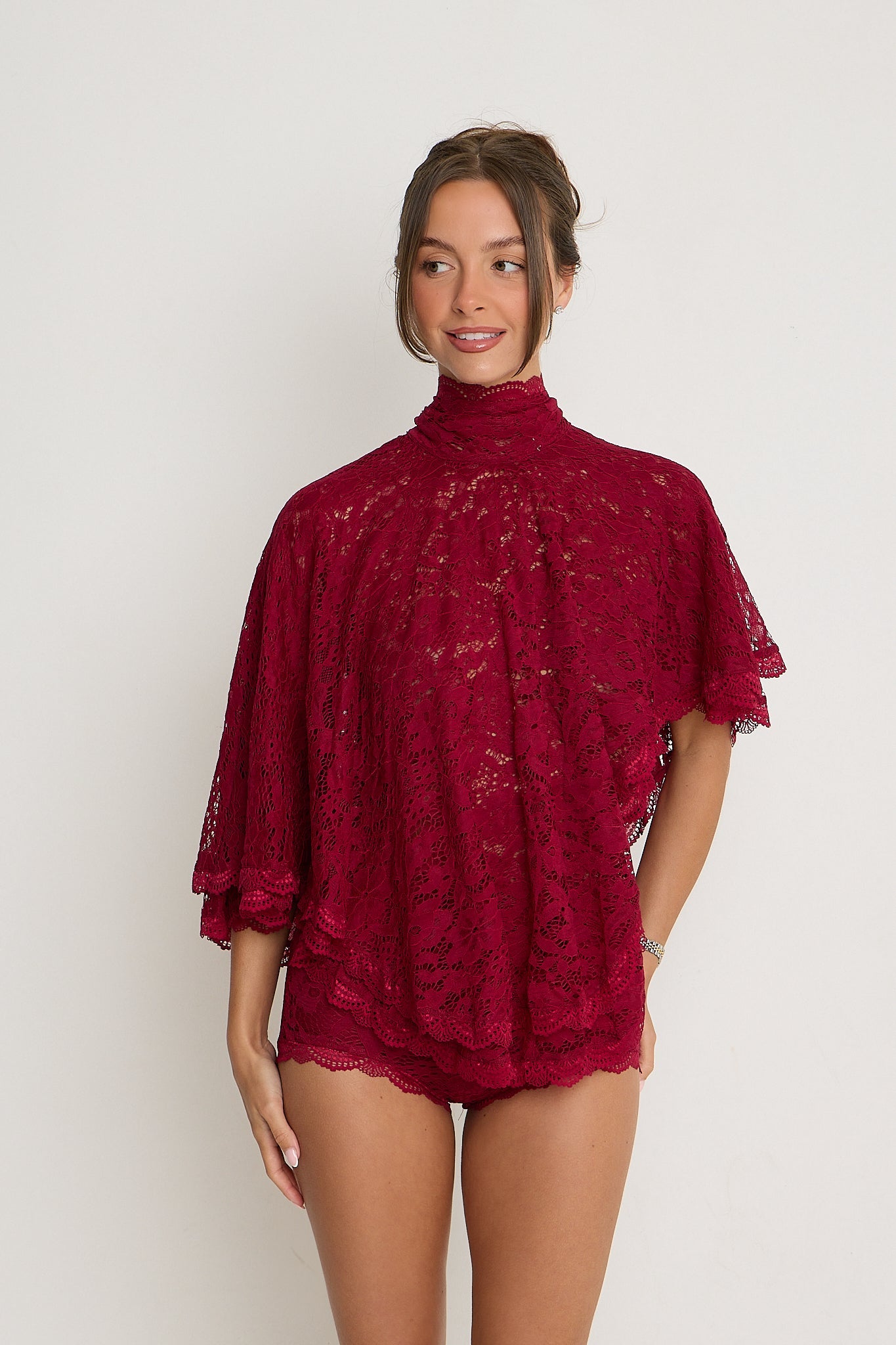 Carmen Lace Top | Burgundy