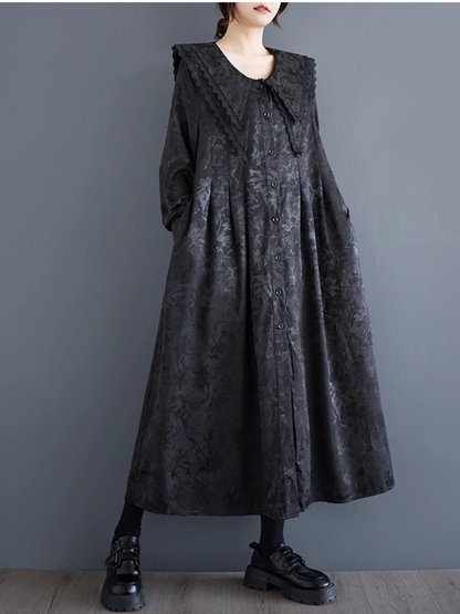 Women’s Lightweight Trench  Blackish Button Style A-Line Dress