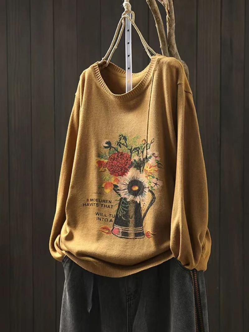 Trendy Women's Crew Neck Cotton Sweater | Eva Trends