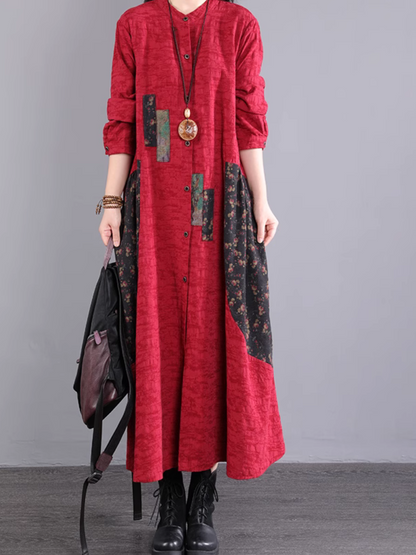 Women's Elegant Everyday Wear Cotton Crew Neck A-Line Dress